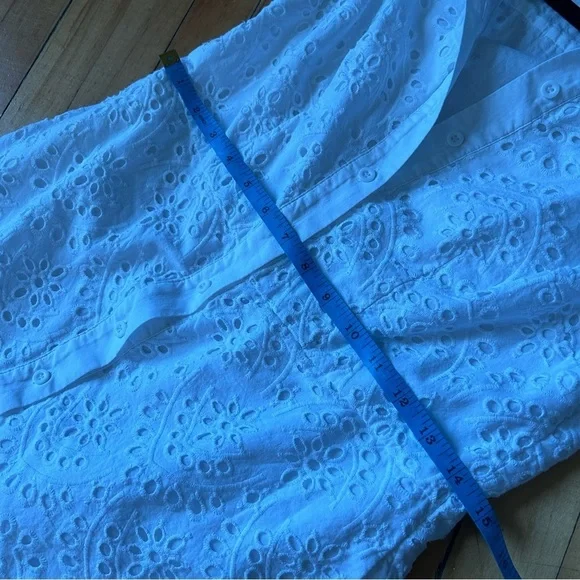 White Œillets Sz M Cottagecore Puff Sleeves Button Front Mini Dress - Picture 10 of 11